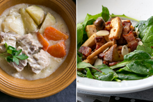 画像をギャラリービューアに読み込む, 牛バラ肉のほろほろクリームブランケット&2種のキノコとベーコンのバルサミコソテー(1キット2人前)