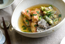 画像をギャラリービューアに読み込む, 金目鯛と3種の野菜のおかき揚げ 三つ葉あんかけ&いんげんとセロリ、ささみの胡麻和え(1キット2人前)