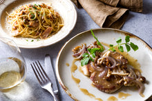 画像をギャラリービューアに読み込む, イベリコ豚肩ロースのソテー〜トリュフ風味〜&ポルチーニとベーコンのパスタ(1キット2人前)