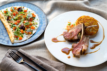 画像をギャラリービューアに読み込む, 仔羊背肉のロースト〜ピーナッツバターソース〜&サラダとナッツのクレープ(1キット2人前)
