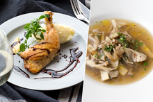 画像をギャラリービューアに読み込む, 鶏もも肉のコンフィ〜バルサミコソース〜マッシュポテト添え&ポルチーニときのこのスープ(1キット2人前)